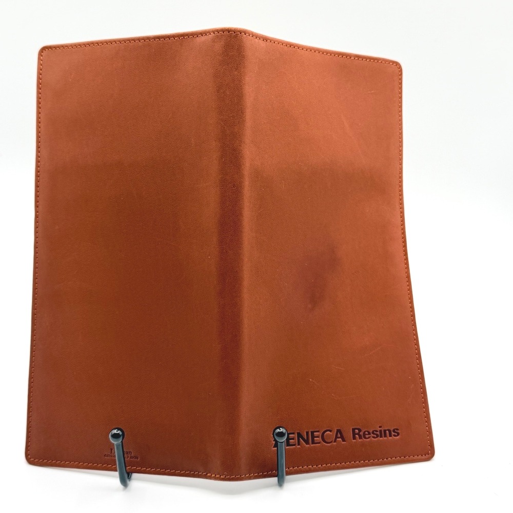 Leeman Long‎ Bifold Wallet Mens Cognac Brown Genuine Calf Skin Leather Slim READ